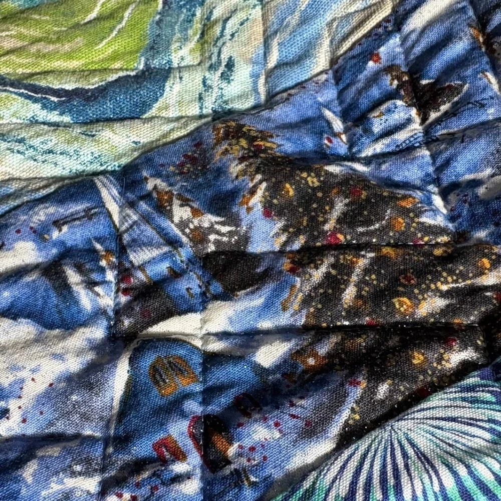Handmade Batik Quilt Multicolor Cotton‎ 78x70 Bohemian Patchwork Jelly Roll
